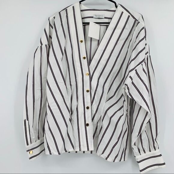 NEW SANDRO PARIS Naelle Blouse Stripes Top $340 - Picture 9 of 16